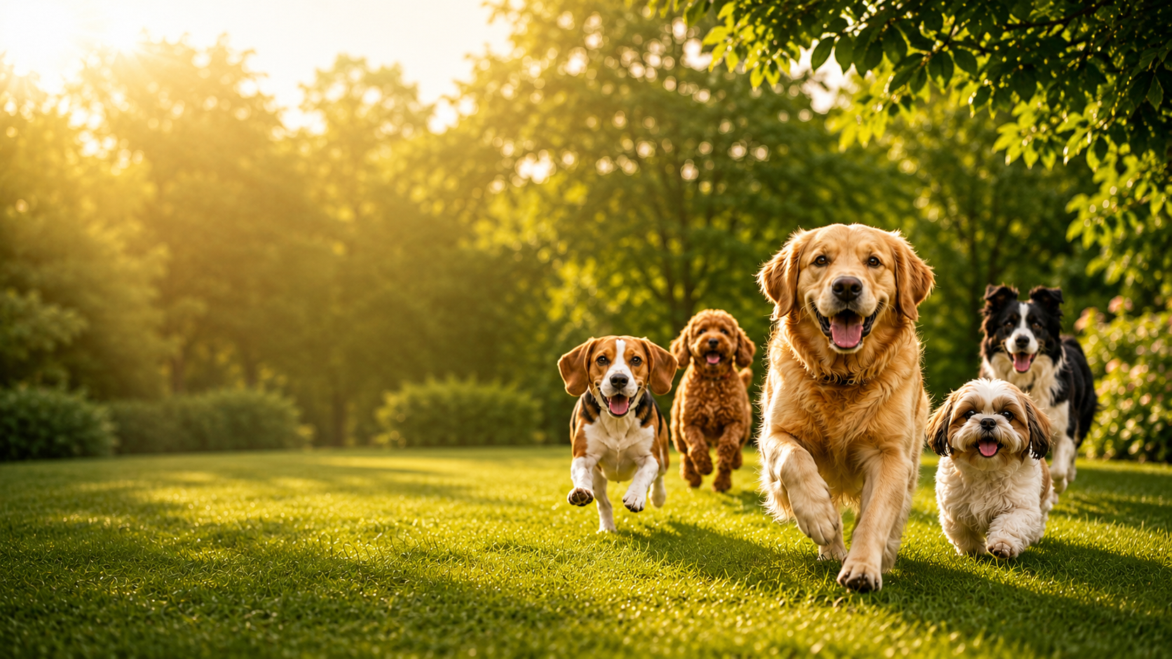 Golden retriever relaxing in a pet care environment